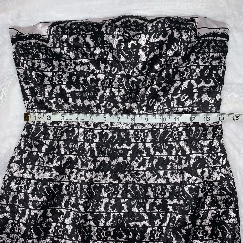 NWOT Tibi Black & Ivory Floral Silk Blend Strapless Dress SZ 8 w/ Measur… - Picture 7 of 16